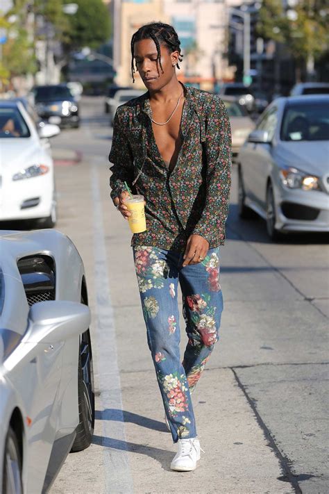 gucci jeans asap rocky|ASAP Rocky Wears Gucci Floral Painted Jeans.